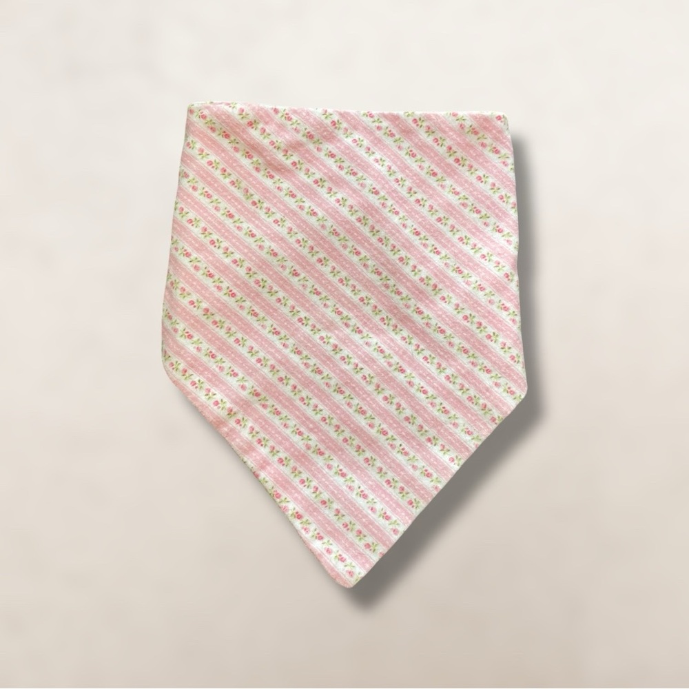 Handmade Pink & White Floral Print Small Snap Closure Cat Dog Pet Bandana